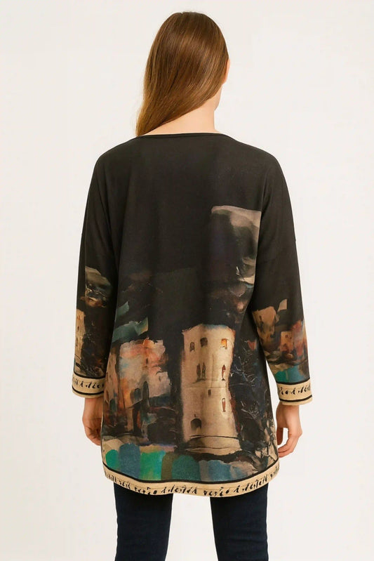 Made in Italy V Neck Tuscany Print Top