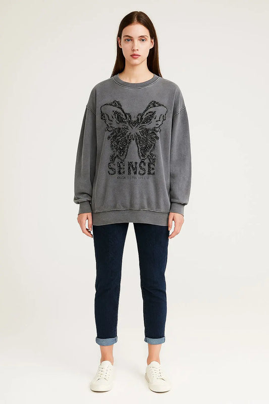Vintage wash Butterfly Sweatshirt