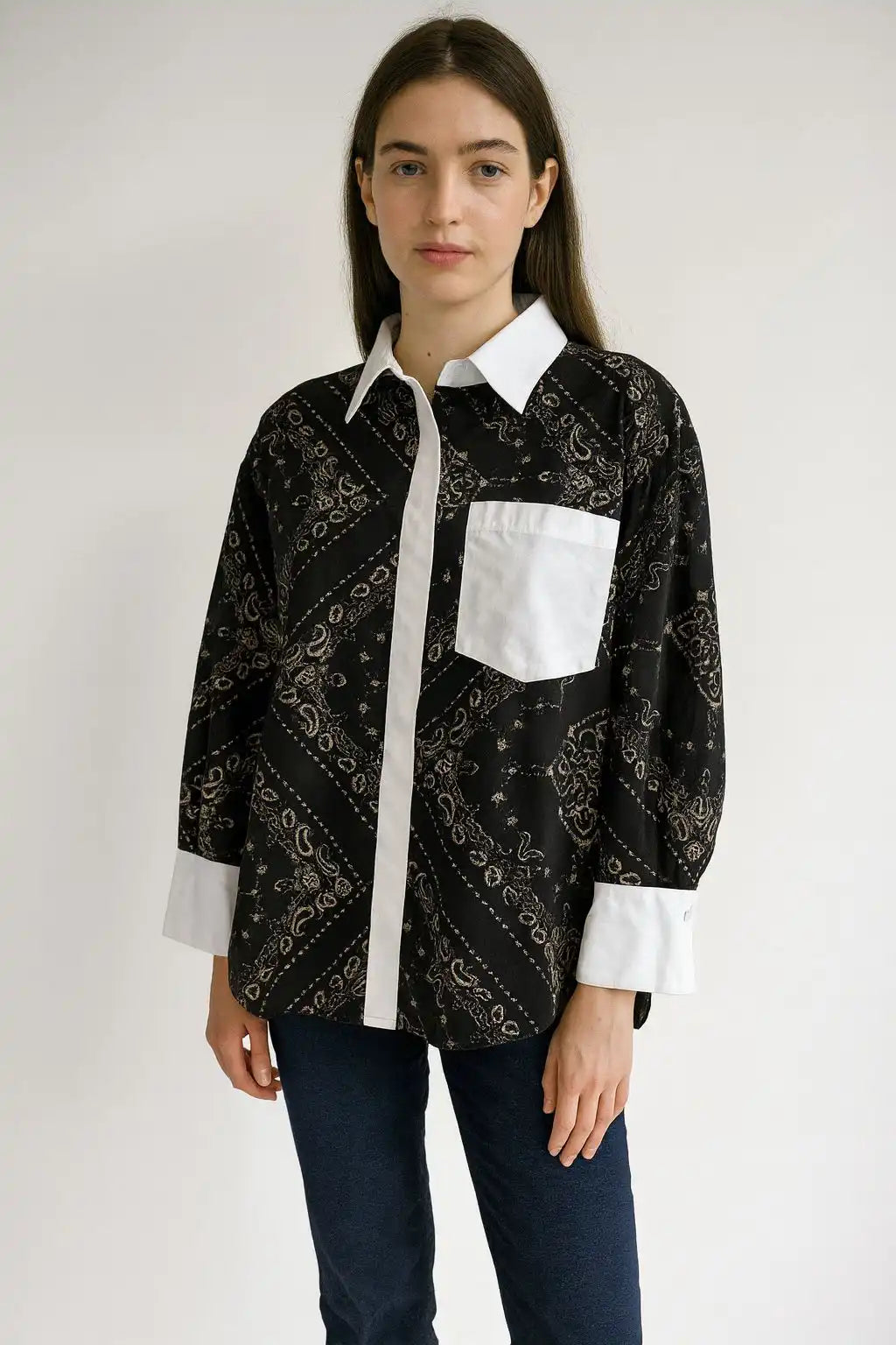 Zetaotton Printed Shirt Cuff and Collar