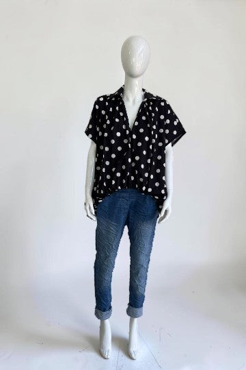 Made in Italy Polka dot Puffball Top