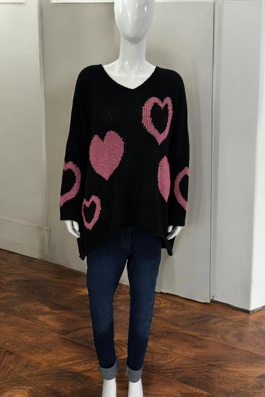 Made in Italy Wool Slouch Heart Jumper