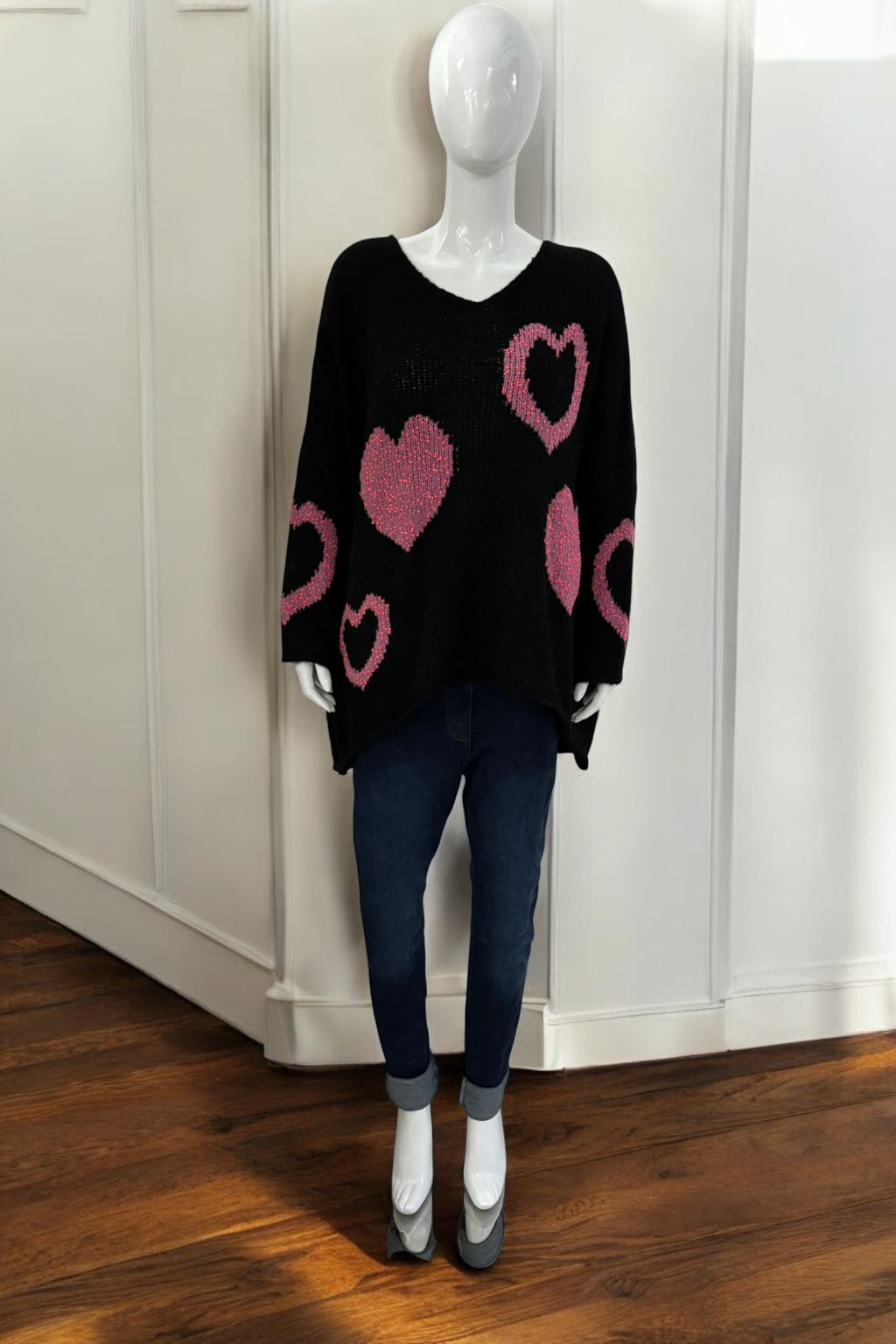 Made in Italy Wool Slouch Heart Jumper