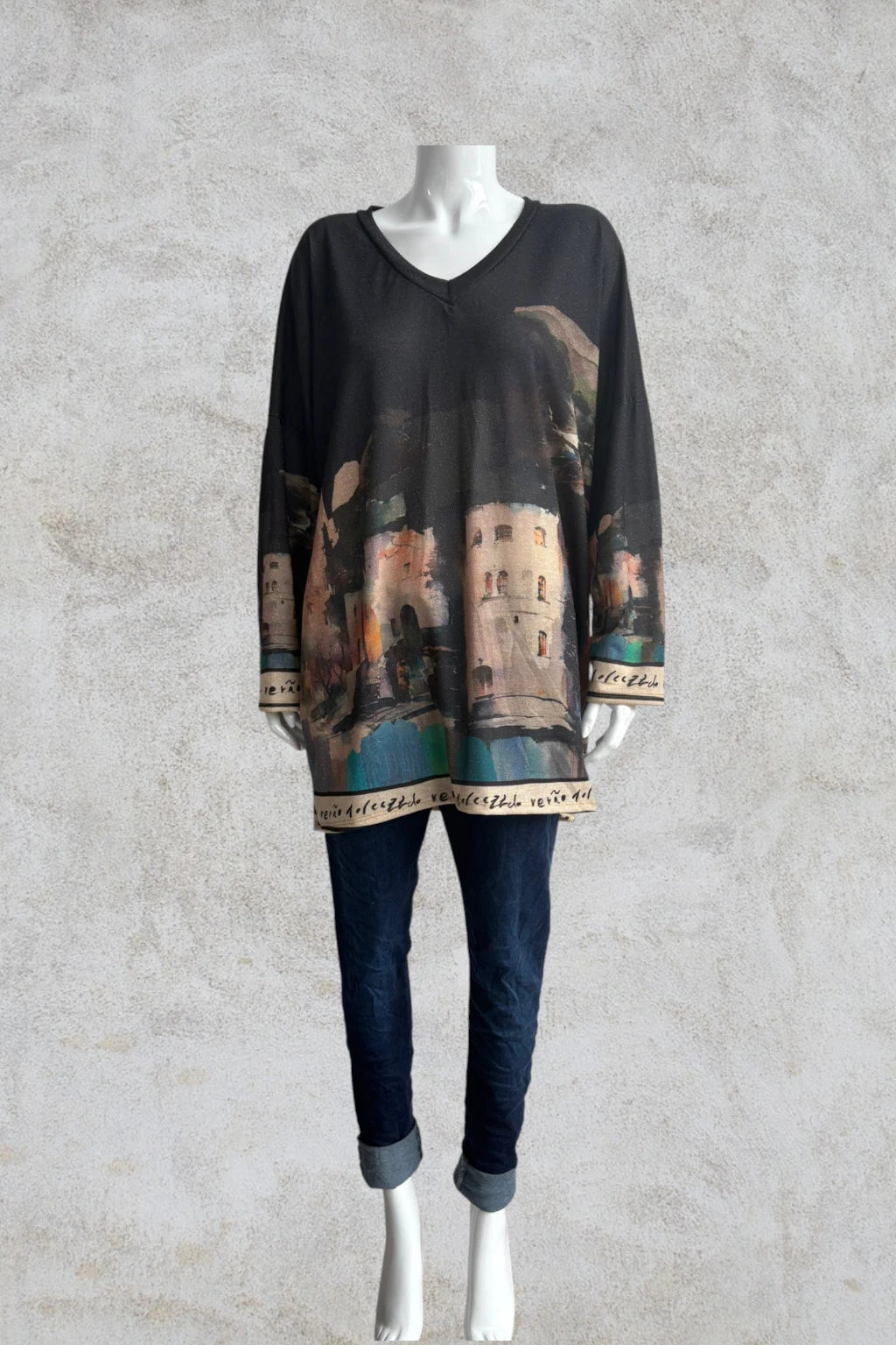 Made in Italy V Neck Tuscany Print Top