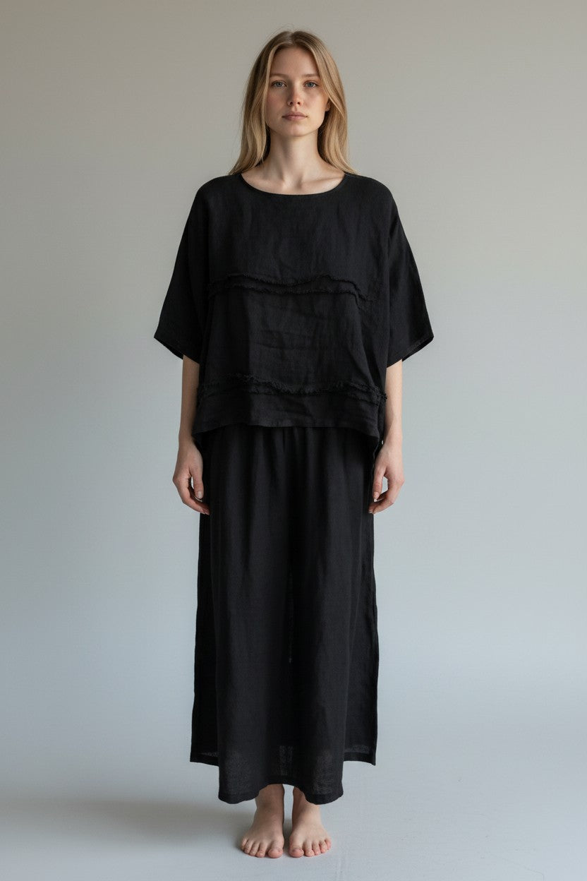 Made in Italy Linen Shirred Elastic Pant