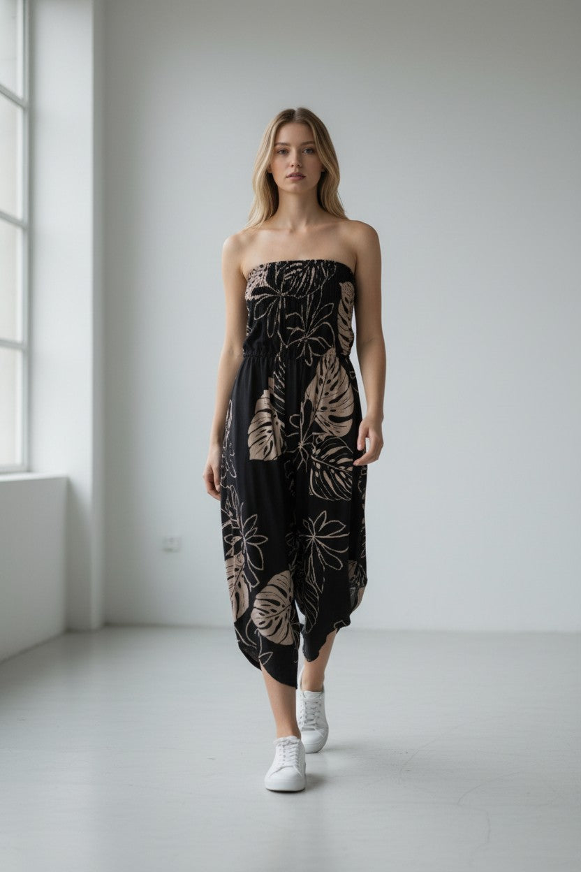 Made in Italy Shirred Elasticated Bandeau Jumpsuit