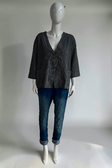 Gingham One Button Jacket