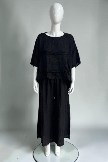 Made in Italy Linen Shirred Elastic Pant