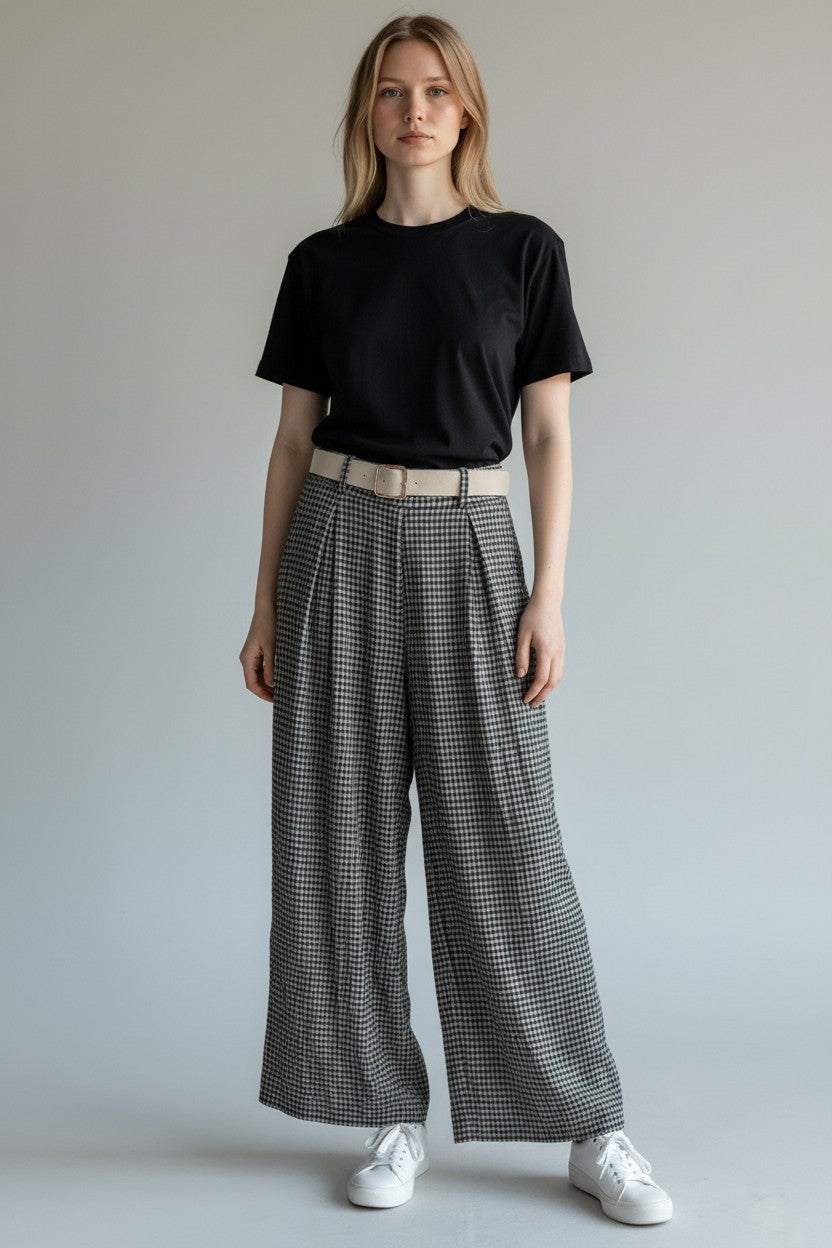 Gingham Palazzo Pant Lagenlook