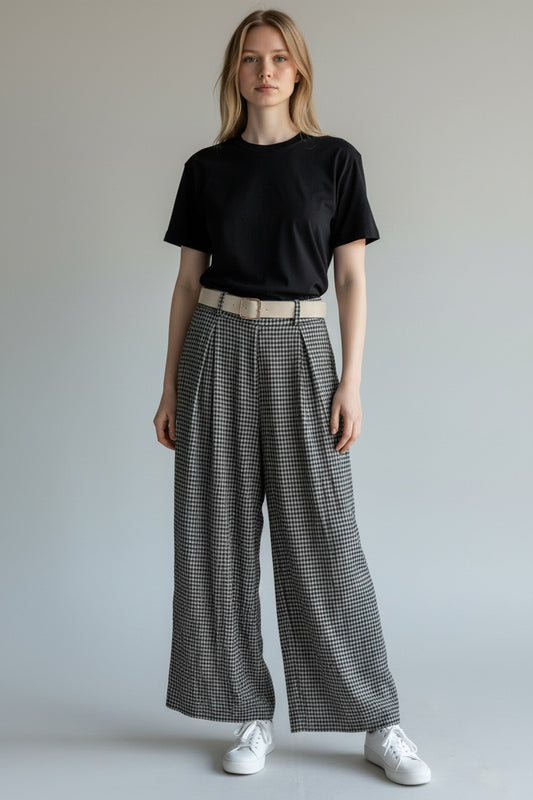Gingham Palazzo Pant Lagenlook
