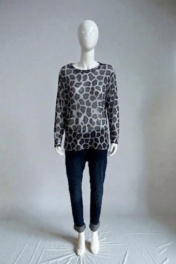 Made in Italy Leopard Print Mesh Tops