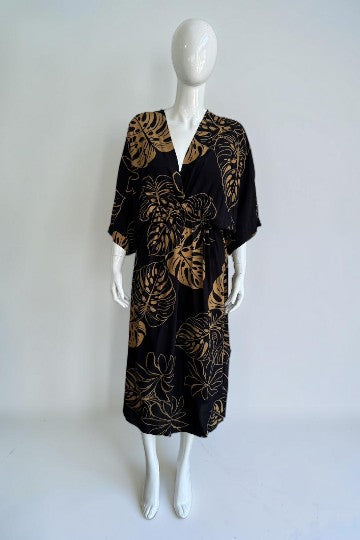 Made in Italy Tropical Leaf Print Dress Lagenlook