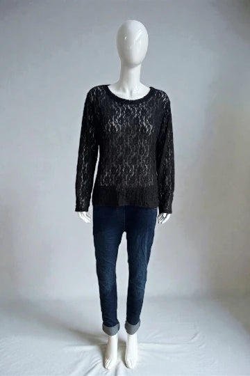 Made in Italy Lace Stretchy Mesh Tops