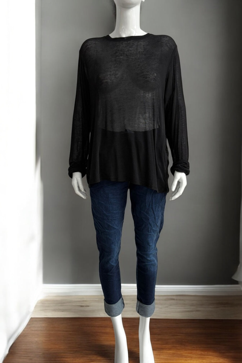 Cashmere Fine Knit Long Sleeve Top