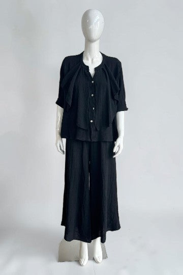 Linen Frill Shirt Lagenlook