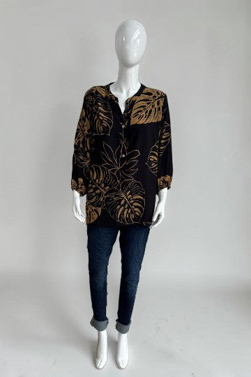 Tropical Leaf Print Blouse