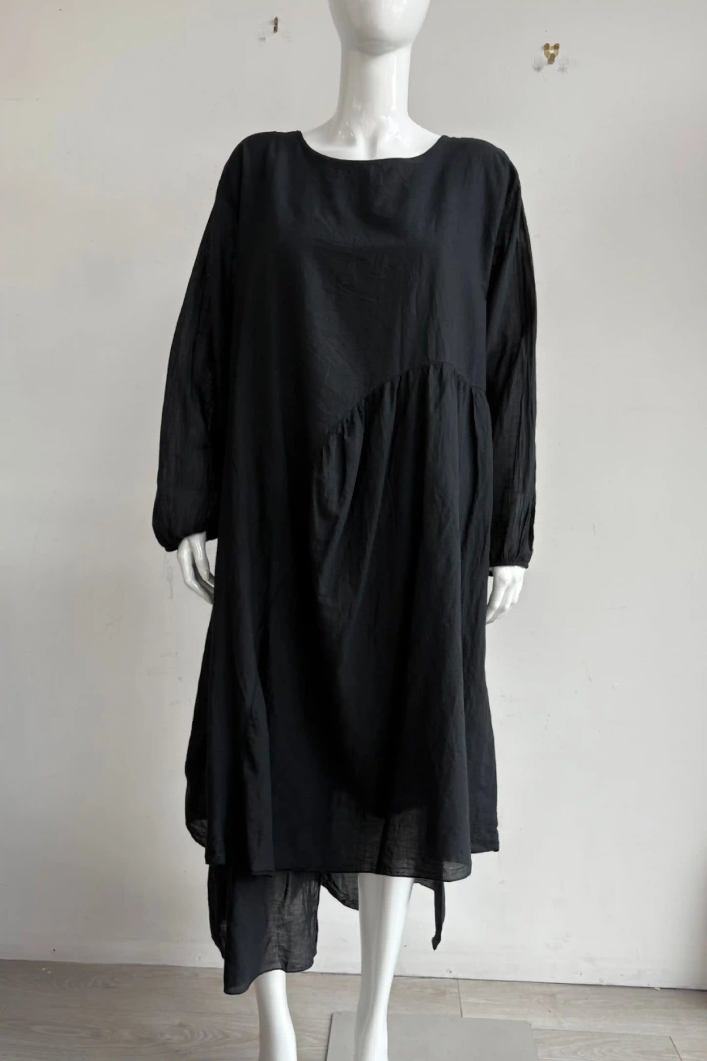 Made in Italy Cotton Pleat Side Dress