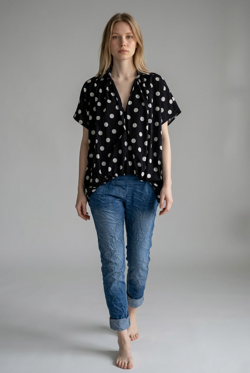 Made in Italy Polka dot Puffball Top