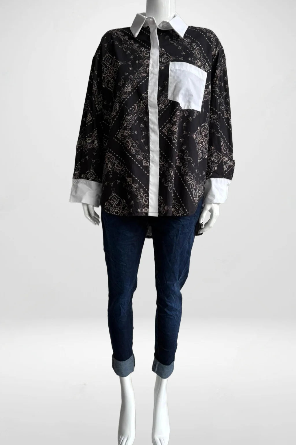 Zetaotton Printed Shirt Cuff and Collar