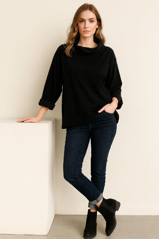 Made in Italy Corduroy  Cowl Neck Top