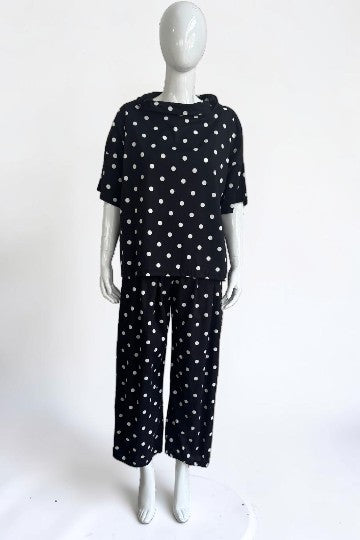 Made in Polka dot Drape Neck Top