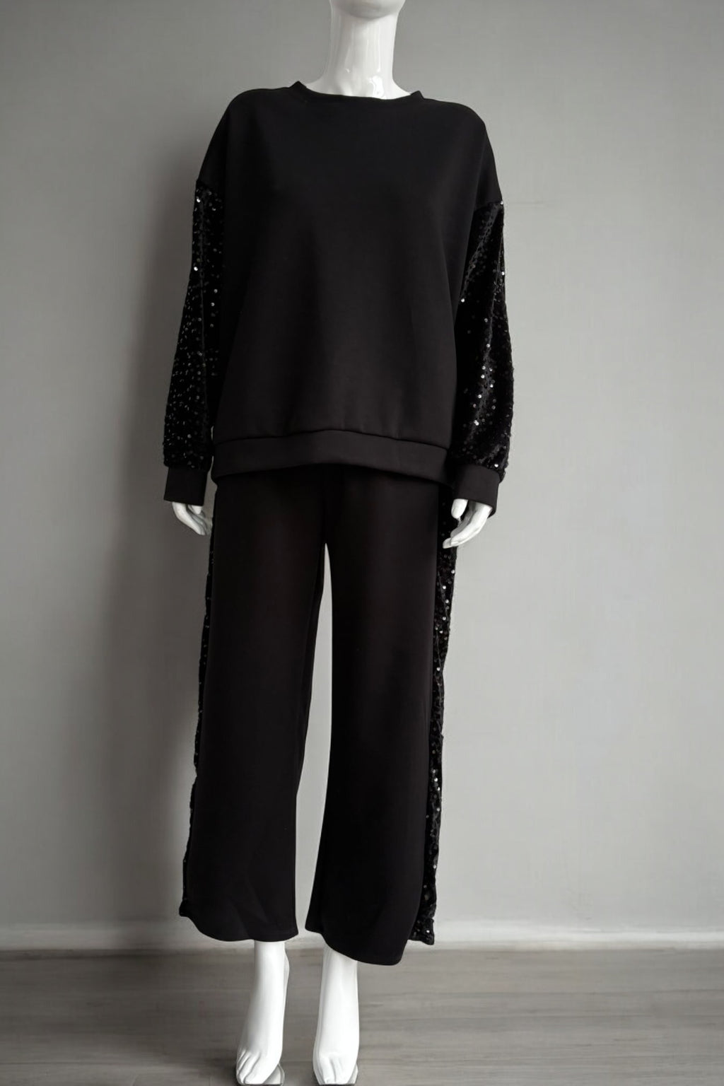 Made in Italy Sequin Sleeve Scuba Top Partywear