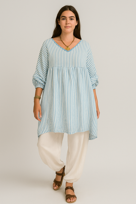 Cotton Stripe Smock Tunic