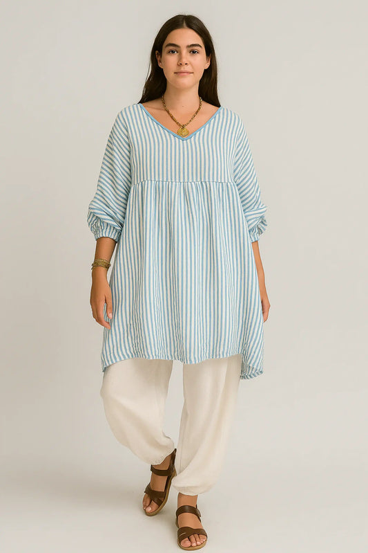 Cotton Stripe Smock Tunic