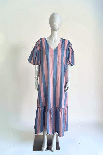 Zetaotton Puffball Sleeve Frill Bottom Dress