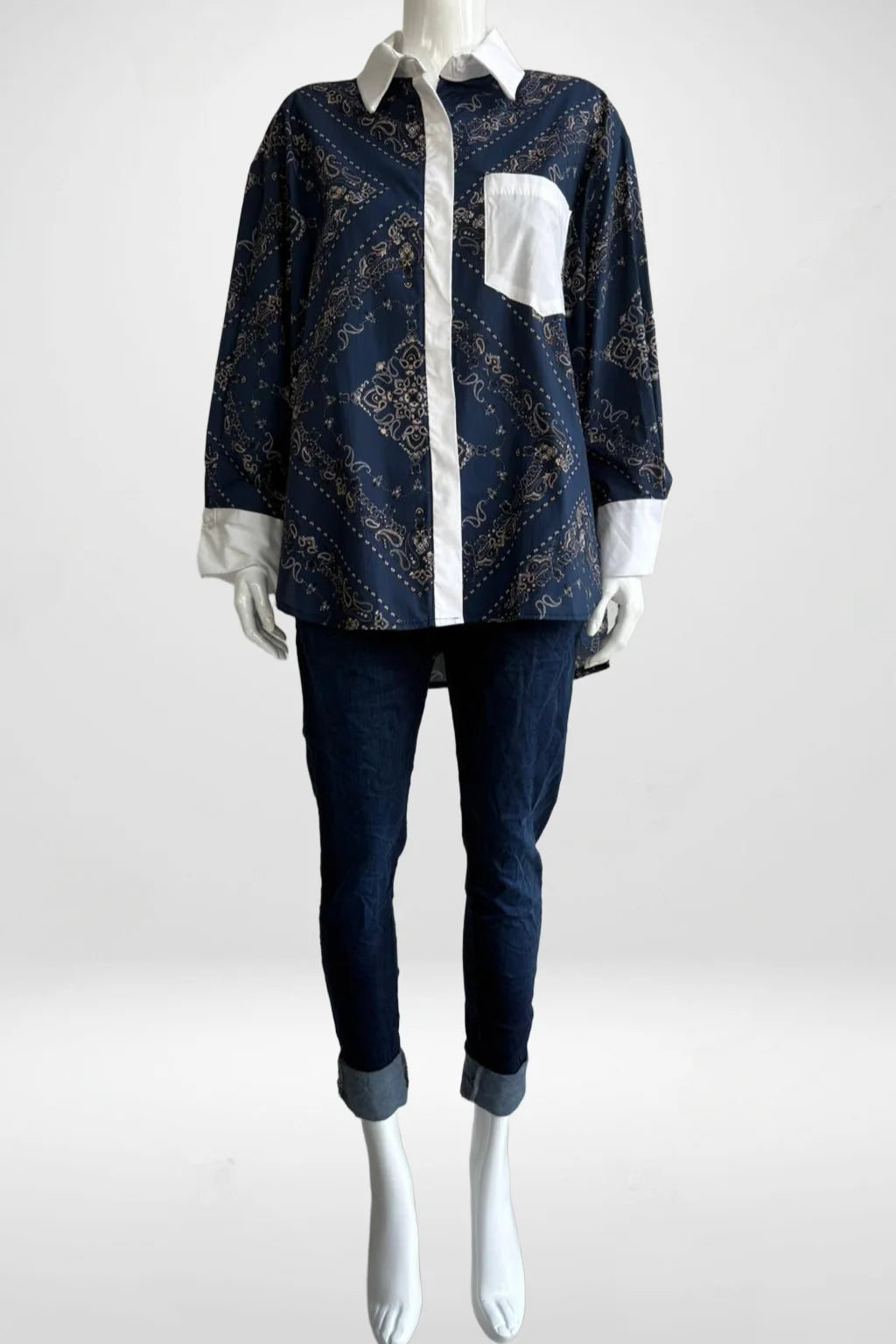 Zetaotton Printed Shirt Cuff and Collar