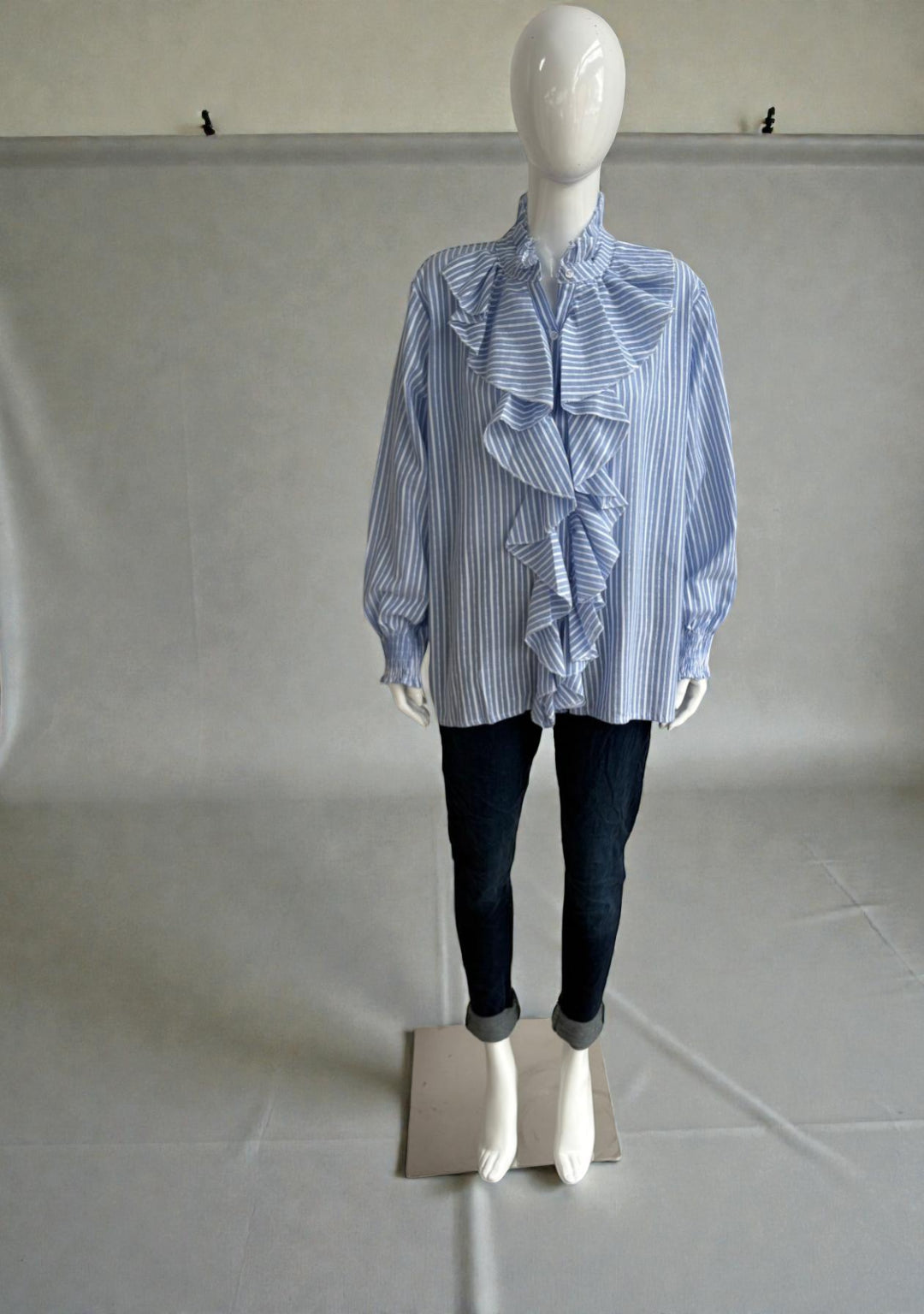 Made in Italy Stripe Frill Blouse Lagenlook