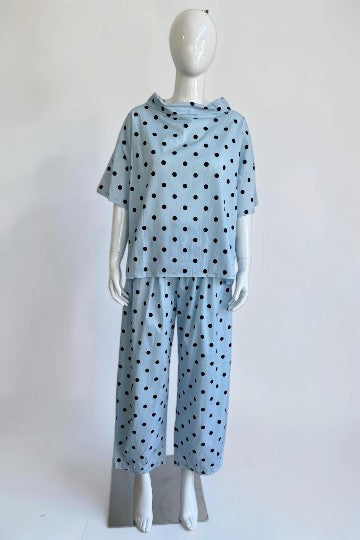 Made in Polka dot Drape Neck Top