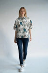 Zetaotto floral  Broidrey cotton Baloon sleeve Blouse