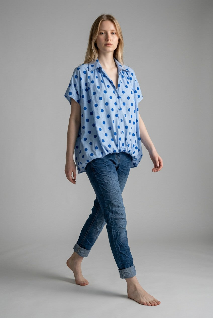 Made in Italy Polka dot Puffball Top