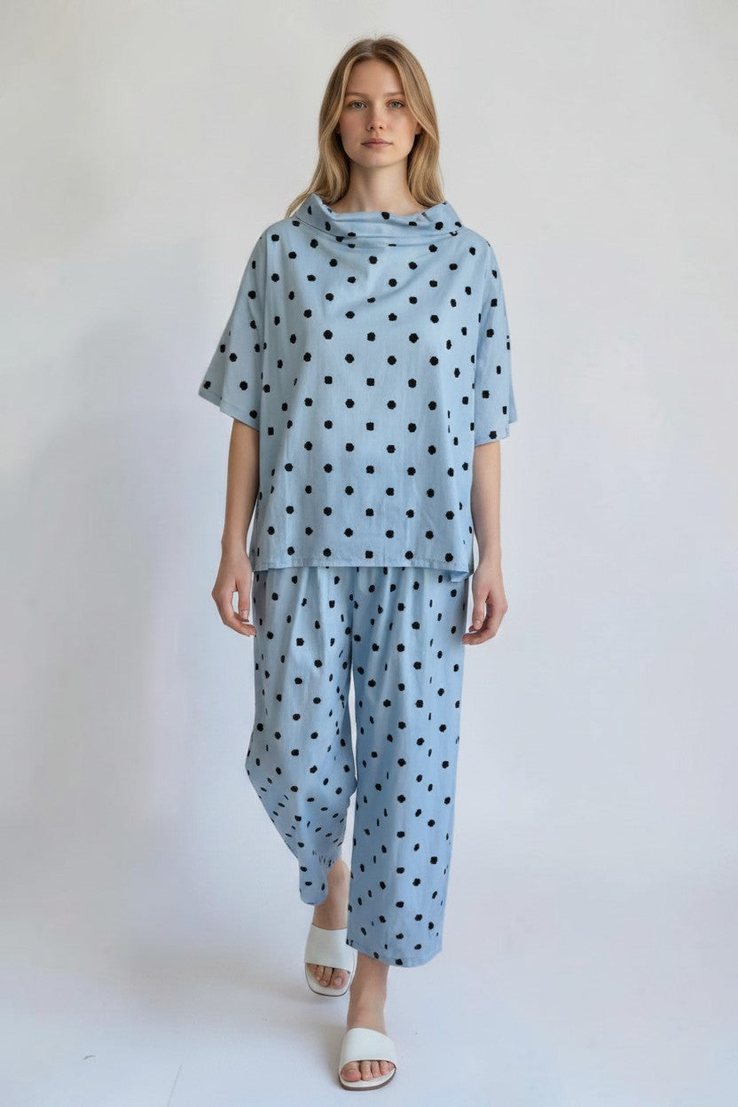Made in Polka dot Drape Neck Top