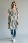 Zetaotto Shirred Elastic Printed Broidery Dress