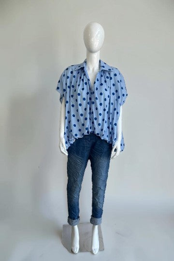 Made in Italy Polka dot Puffball Top