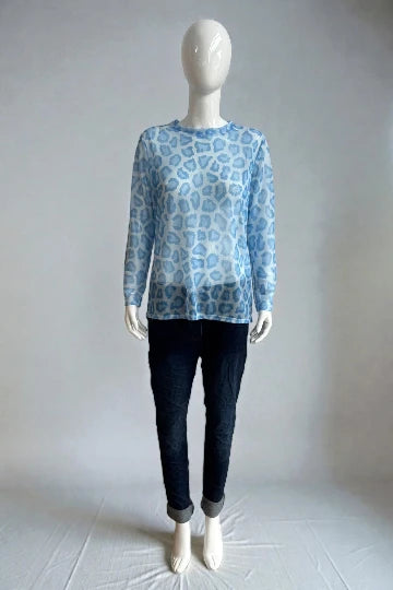 Made in Italy Leopard Print Mesh Tops