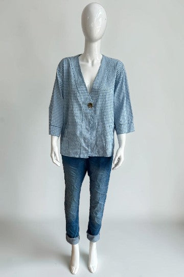 Gingham One Button Jacket
