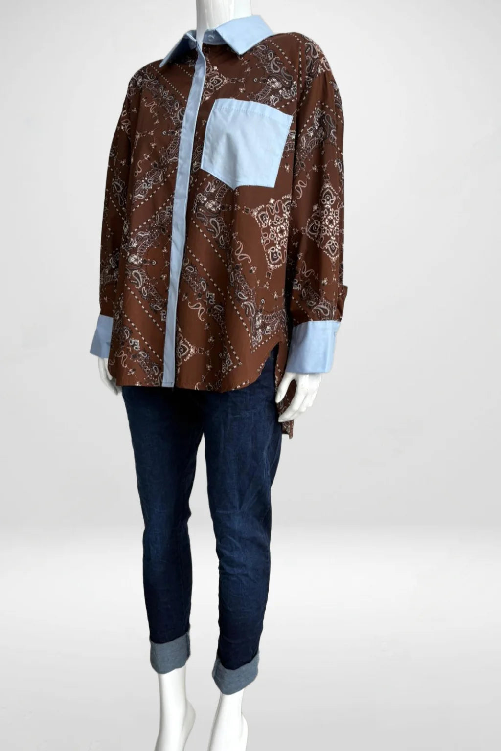 Zetaotton Printed Shirt Cuff and Collar