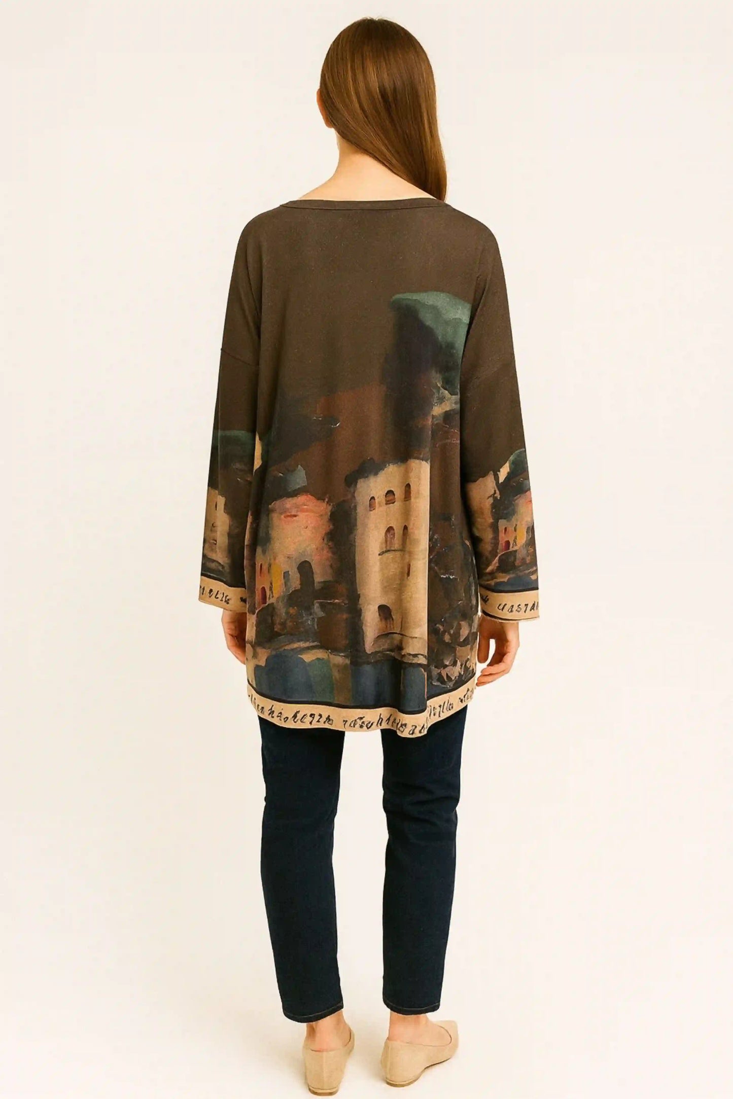 Made in Italy V Neck Tuscany Print Top