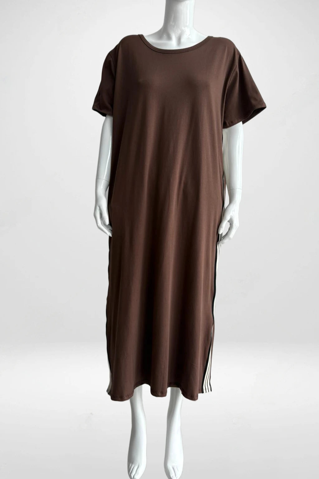 Jersey Stripe Trim Dress Lagenlook