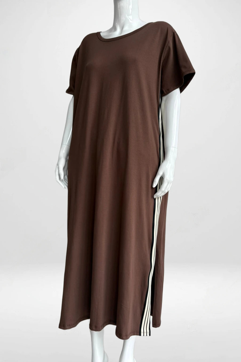 Jersey Stripe Trim Dress Lagenlook