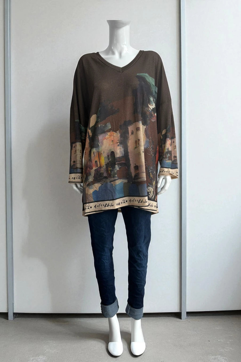 Made in Italy V Neck Tuscany Print Top