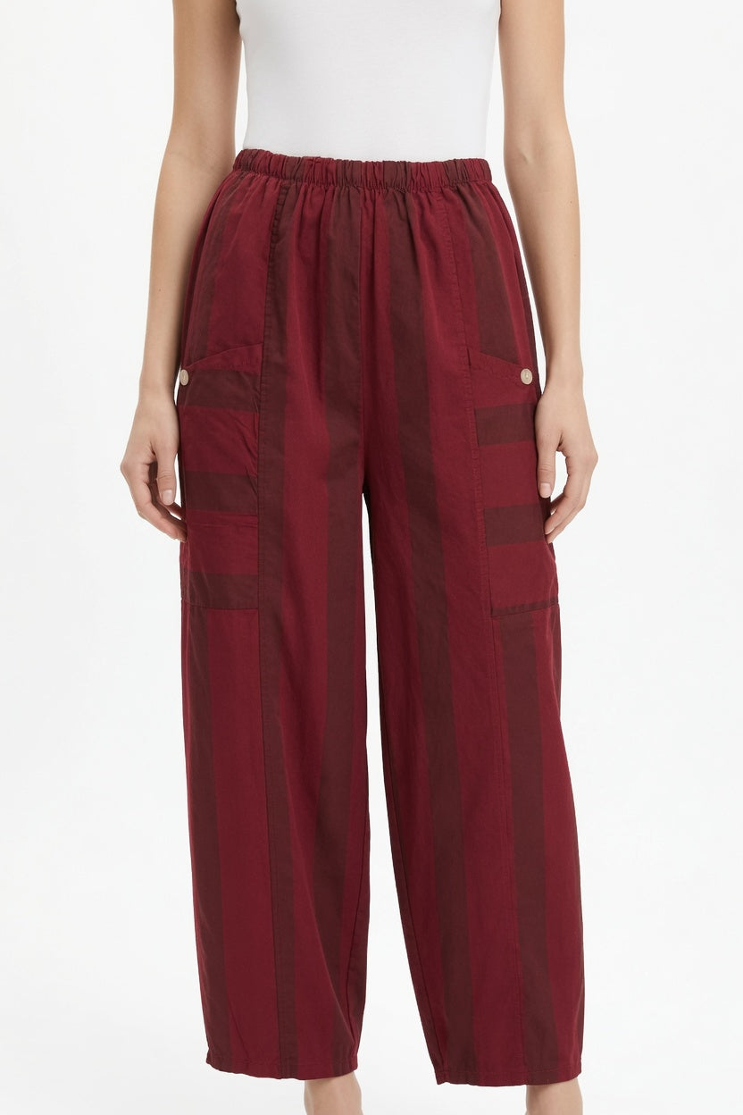 Made in Italy Stripe Barrel Leg Pant
