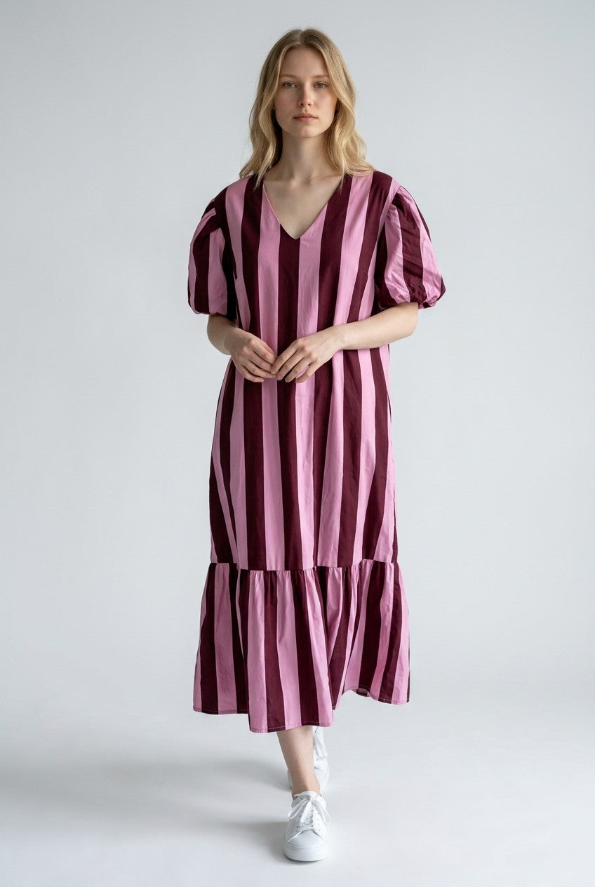 Zetaotton Puffball Sleeve Frill Bottom Dress