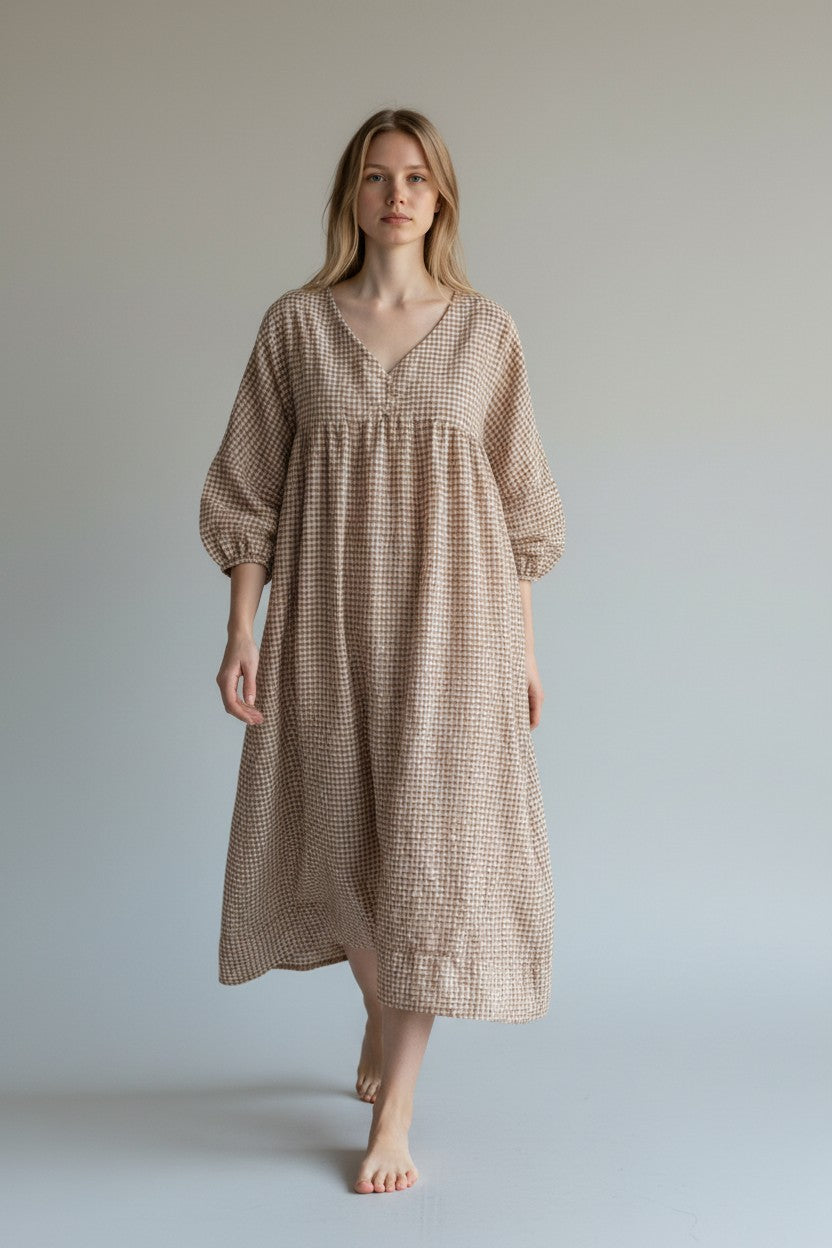 Made in Italy Gingham Smock Dress