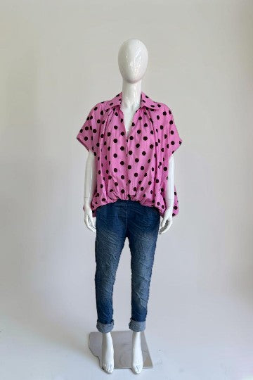 Made in Italy Polka dot Puffball Top