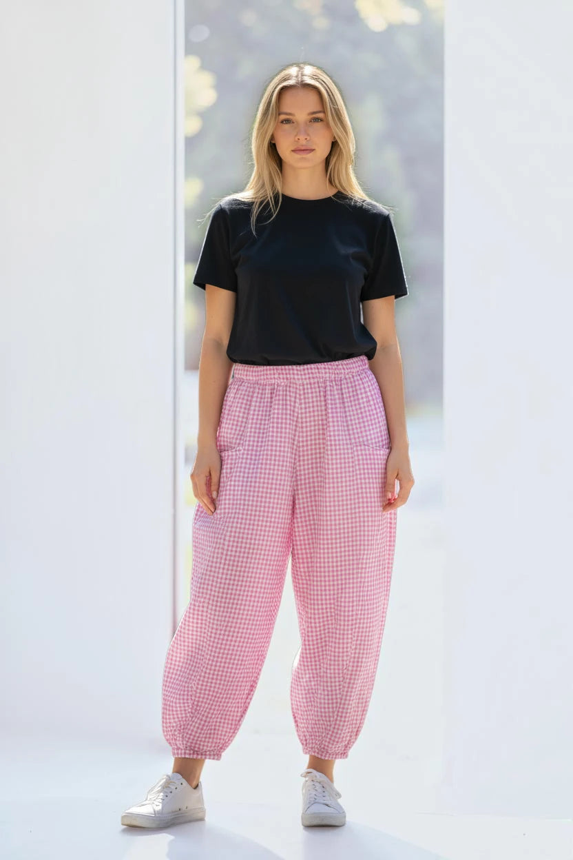 Gingham Barrel Pant Lagenlook