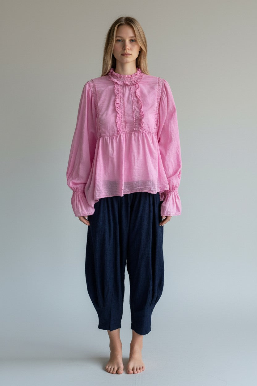 Cotton Frill Neck Blouse