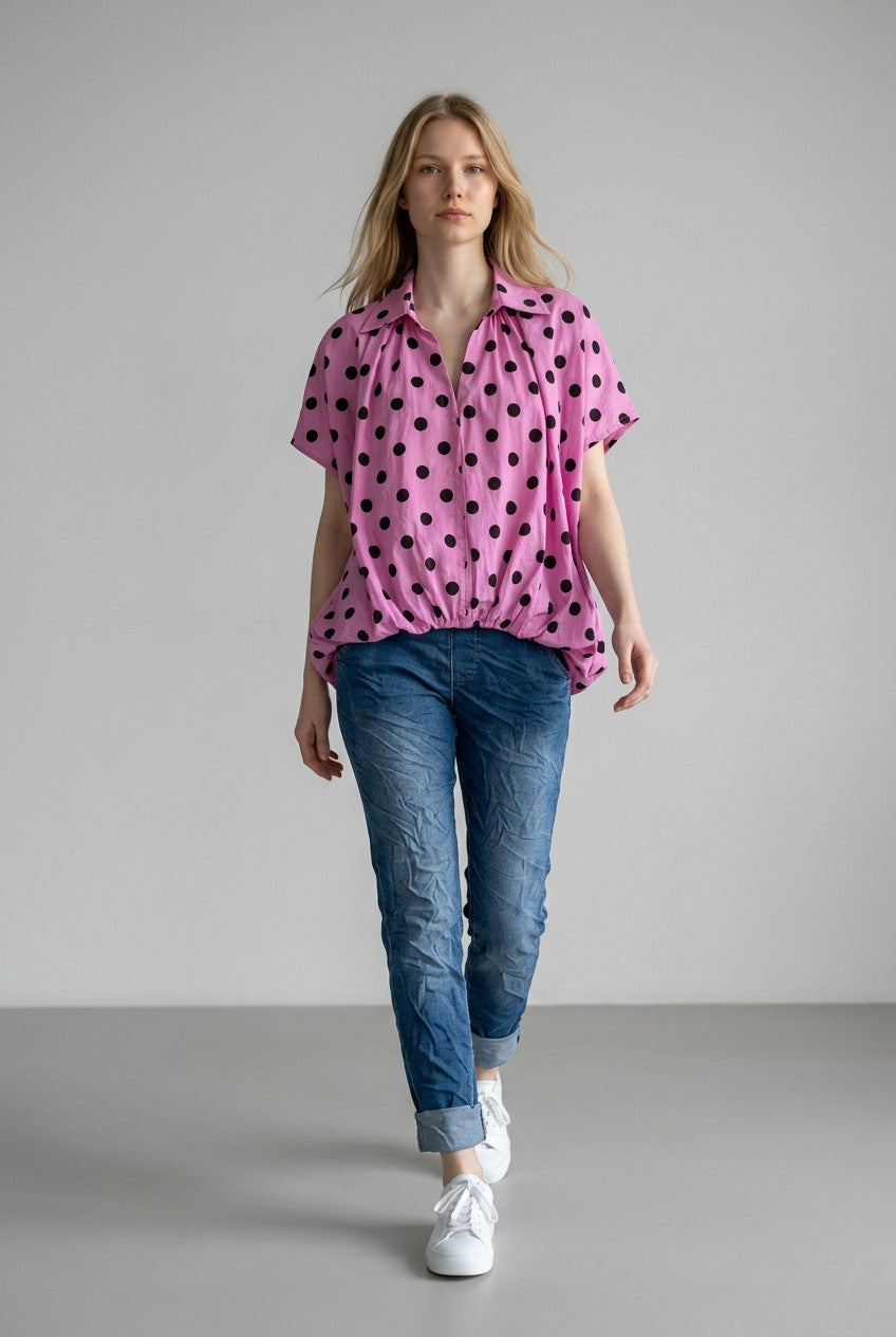 Made in Italy Polka dot Puffball Top